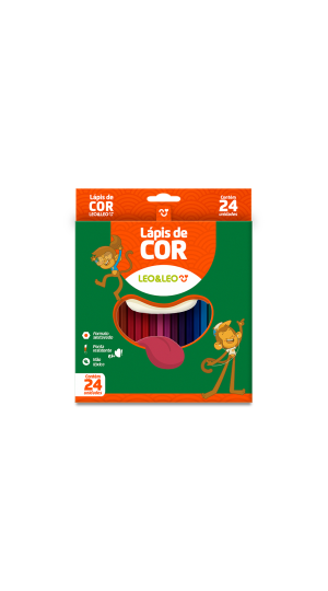 LÁPIS DE COR 24 CORES RESINA SEXTAVADO FLEX LEO&LEO