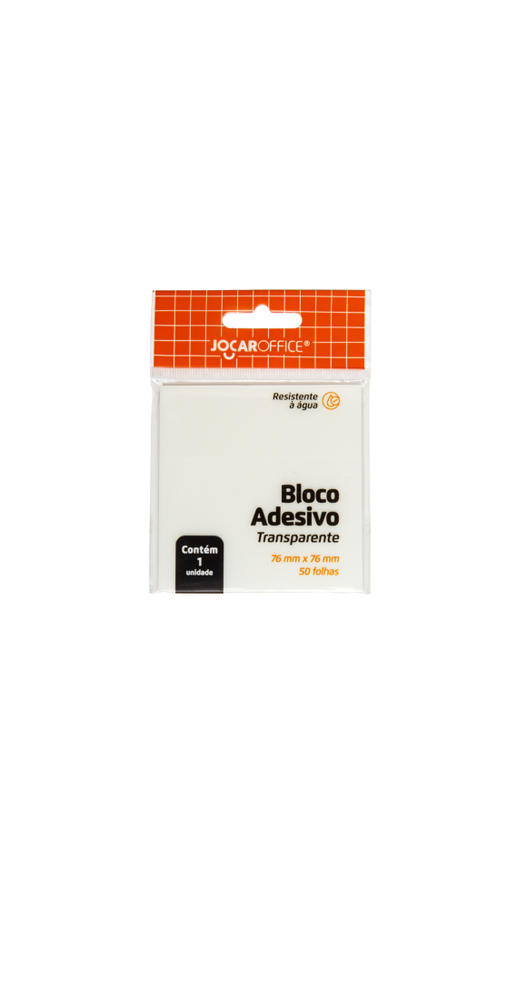 BLOCO ADESIVO TRANPARENTE 76X76MM JOCAR