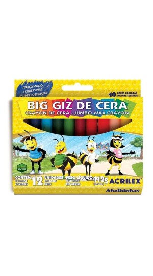 BIG GIZ DE CERA C/12 CORES ACRILEX
