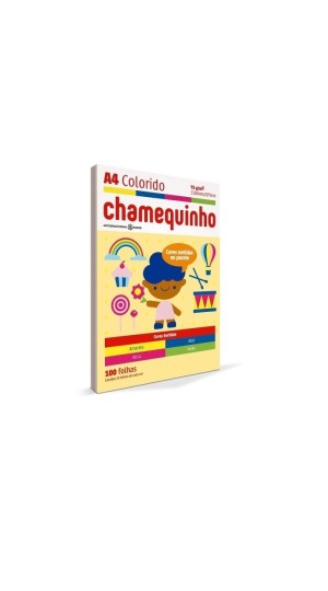 PAPEL SULFITE C/ 100 CHAMEQUINHO 4 CORES SORTIDAS